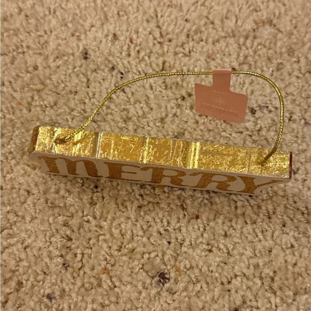 Target Gold and White 'Merry' Ornament